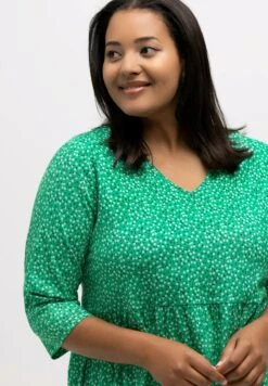 Ulla Popken PASTELL BLÜTEN 3/4 ARM - Jerseykleid - Turquoise Multi -Ulla Popken 018605a793ea474f98a15086d05c11ef