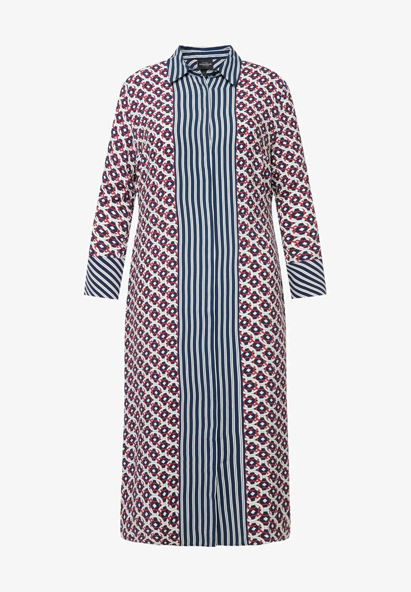 Ulla Popken GRAFISCH DESSIN, OVERHEMDKRAAG, LANGE MOUWEN - Blusenkleid - Marine 7 Ulla Popken GRAFISCH DESSIN, OVERHEMDKRAAG, LANGE MOUWEN - Blusenkleid - Marine – Bild 5