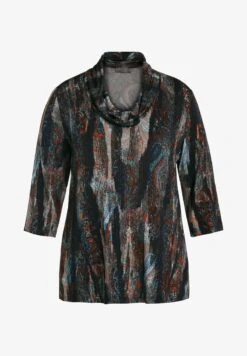 Ulla Popken SLINKY SAISLEY DESSIN COL 3/4-MOUWEN - Bluse - Diepdonkerblauw -Ulla Popken 02071dc9ac1d4b09828f0303c5412b43