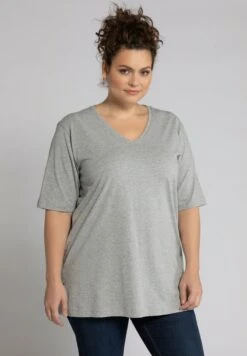 Ulla Popken T-Shirt Basic - Hellgrau Mélange -Ulla Popken 020af641e40c4d33b62fd6373b929ea3 1