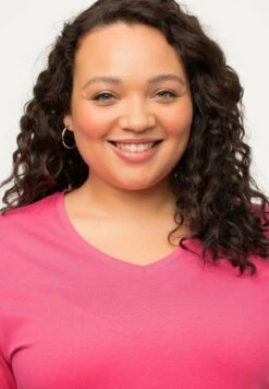 Ulla Popken A-LINIE V-AUSSCHNITT HALBARM - T-Shirt Basic - Pink Red -Ulla Popken 03802fee63b34714a81bf4b410c5885e