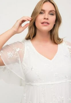 Ulla Popken Broderie Couture Princesse Col En V - Ballkleid - Blanc Cassé -Ulla Popken 041f07d4585e4558a434c0c49b3c5c0b