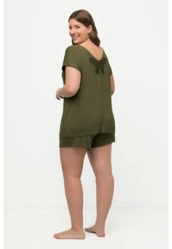 Ulla Popken MANCHES COURTES PAPILLON DÉCOLLETÉ RON SET - Nachtwäsche Set - Vert Loden -Ulla Popken 05615e8edd3d4948a63fc2247a532ee9