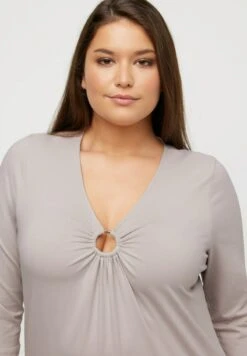 Ulla Popken Langarmshirt - Graubeige -Ulla Popken 061bf2c9c81c44e797243f40a67b19b7