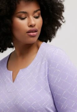 Ulla Popken KARO A-LINIE AUSSCHNITT 3/4-ARM - Langarmshirt - Lavender Multi -Ulla Popken 07ea97326a814cb5b2e74a9cdd637549
