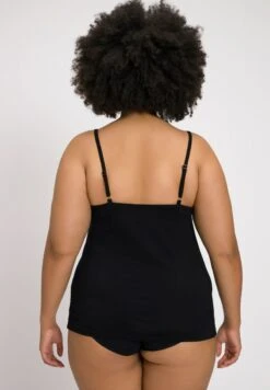 Ulla Popken INSET STRETCH KNIT CAMI - Top - Black -Ulla Popken 0c4a9083918b4af190dabdbe1228af9d