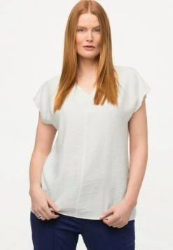 Ulla Popken DÉCOLLETÉ EN V MANCHES COURTES - Bluse - Blanc Cassé -Ulla Popken 101df5737884438a8eab128d6f3d9764