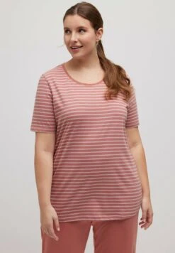 Ulla Popken STRIPE ROUND NECK SHORT SLEEVE - Nachtwäsche Shirt - Pink Multi Stripe -Ulla Popken 10dcc5d1c2c046399ab6ef826e4e40cd 1