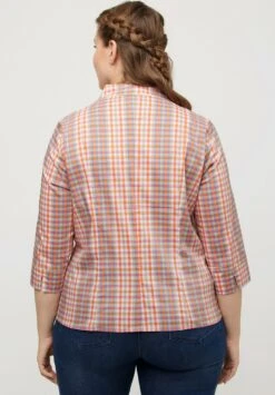 Ulla Popken KARO KELCHKRAGEN 3/4 ARM - Hemdbluse - Koralle -Ulla Popken 134388f9ea824fdeb9be76382d78c5bb