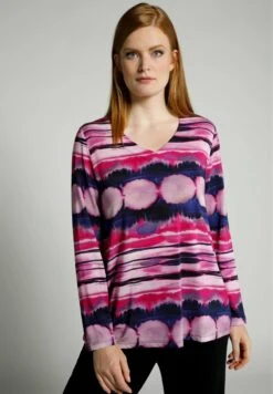 Ulla Popken GRAPHIC-PRINT, V-NECK - Bluse - Rose Vif Oriental