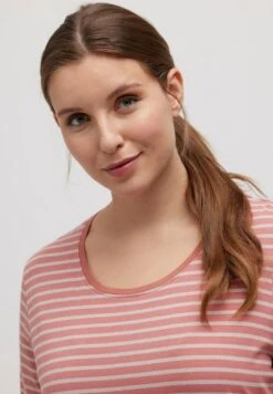 Ulla Popken STRIPE ROUND NECK SHORT SLEEVE - Nachtwäsche Shirt - Pink Multi Stripe -Ulla Popken 13eda0160df2456db0379b17f724d053