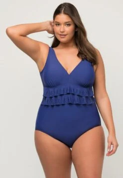 Ulla Popken LASERCUT DESSIN VOLANT - Badeanzug - Bleu Violet -Ulla Popken 1699822d84bf4f039eabd755d0ae3d05