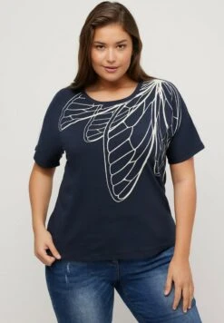 Ulla Popken T-Shirt Print - Bleu Marine