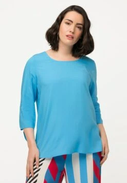 Ulla Popken À MANCHES 3/4. COL ROND ET NŒUD À LA BASE. - Langarmshirt - Bleu Opale