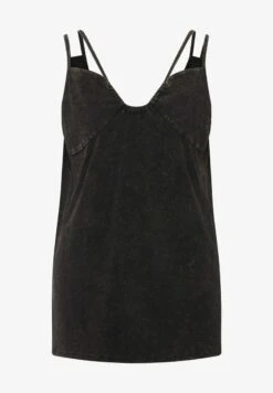 Ulla Popken STRAPPY STONEWASHED - Top - Black -Ulla Popken 1db37e4ba9d241baa6a1aa299b0c7598