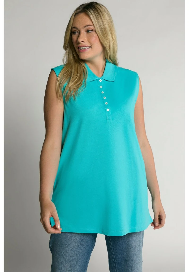 Ulla Popken REGULAR ÄRMELLOS - Poloshirt - Tiefes Aqua 3 Ulla Popken REGULAR ÄRMELLOS - Poloshirt - Tiefes Aqua