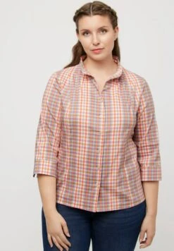 Ulla Popken KARO KELCHKRAGEN 3/4 ARM - Hemdbluse - Koralle -Ulla Popken 2170b005d4824920b0f70447e88bd309 1