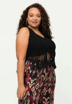 Ulla Popken FRINGED - Top - Black 10 Ulla Popken FRINGED - Top - Black -Ulla Popken 23076c207de94c639733a473a8eefb11