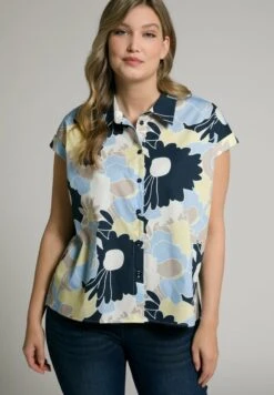 Ulla Popken VINTAGE-BLÜTEN,HALBARM - Hemdbluse - Marine -Ulla Popken 231dd0a96a6b46619d7b3457f884ed79 1