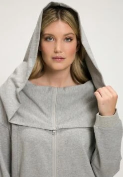 Ulla Popken Sweatjacke - Hellgrau Mélange -Ulla Popken 238b1fe89ffb407e9288092d6b96d9bb