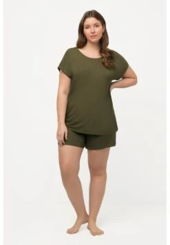 Ulla Popken MANCHES COURTES PAPILLON DÉCOLLETÉ RON SET - Nachtwäsche Set - Vert Loden -Ulla Popken 23a6bf73680a4b8fb3f20cfc745cfe28