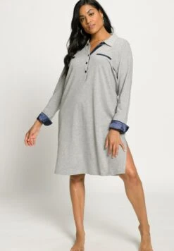 Ulla Popken Nachthemd - Hellgrau Mélange -Ulla Popken 23dba0987fcf433c837decb791fd082b