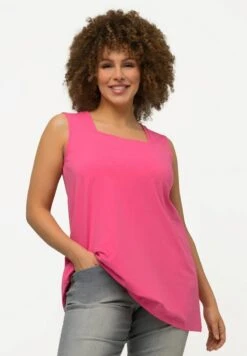 Ulla Popken CLASSIC CARREE AUSSCHNITT ÄRMELLOS - Top - Pink Red