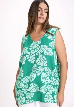 Ulla Popken BLÄTTER A-LINIE V-AUSSCHNITT ÄRMELLOS - Bluse - Moosgrün -Ulla Popken 251307f897724c69a64960135b3799af 1