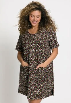 Ulla Popken LONG STIPPELTJES RONDE HALS KORTE MOUWEN - Bluse - Multicoloured