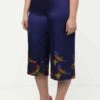 Ulla Popken 3/4 MARY IMPRIMÉ OISEAUX ET TAILLE ÉLASTIQUE - Shorts - Bleu Encre