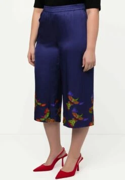 Ulla Popken 3/4 MARY IMPRIMÉ OISEAUX ET TAILLE ÉLASTIQUE - Shorts - Bleu Encre