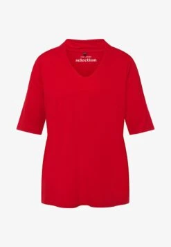 Ulla Popken À MANCHES COURTES COL JABOT ET COL EN V - T-Shirt Basic - Orange Clair -Ulla Popken 3178ca9891a740259466c9a38bcc1447