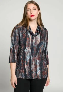 Ulla Popken SLINKY SAISLEY DESSIN COL 3/4-MOUWEN - Bluse - Diepdonkerblauw