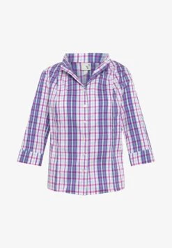 Ulla Popken KARO KELCHKRAGEN 3/4 ARM - Hemdbluse - Dunkles Flieder -Ulla Popken 3344780470b34473b1b5b428ccd47702