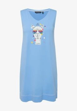 Ulla Popken LONGLINE LLAMA GRAPHIC SLEEP TANK - Jerseykleid - Light Blue -Ulla Popken 35574d421ac3415db75015e0b1f3d074