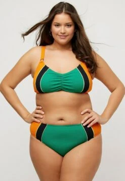 Ulla Popken RAYURES COLOR-BLOCK FRONCES BONNETS SOUPLES - Bikini - Orange -Ulla Popken 369410bfe683461793963f68d4eebd93