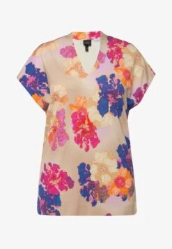 Ulla Popken À FLEURS DÉCOLLETÉ EN V MANCHES COURTES. COUPE CLASSIC - Bluse - Magenta -Ulla Popken 375a34d6242449769f6c4816c58bd40b