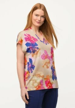 Ulla Popken À FLEURS DÉCOLLETÉ EN V MANCHES COURTES. COUPE CLASSIC - Bluse - Magenta -Ulla Popken 38a3efded7e24829bff2698c32623fd6