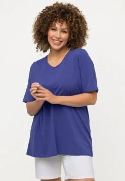 Ulla Popken A-LINIE V-AUSSCHNITT HALBARM - T-Shirt Basic - Blue Purple -Ulla Popken 3f9c786a39014f6fa69fca052ed9f4c7