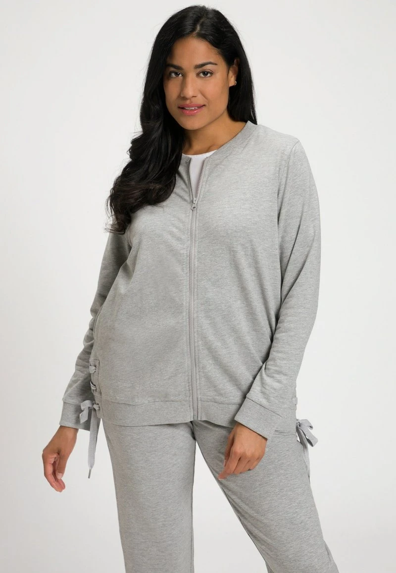 Ulla Popken HOMEWEAR LANGE MOUWEN - Sweatjacke - Lichtgrijs Melange 3 Ulla Popken HOMEWEAR LANGE MOUWEN - Sweatjacke - Lichtgrijs Melange