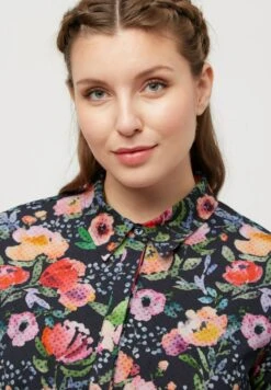 Ulla Popken BLOMENE A LIJN - Blusenkleid - Marine -Ulla Popken 4386e75daa184ca0896ed8387234ef23