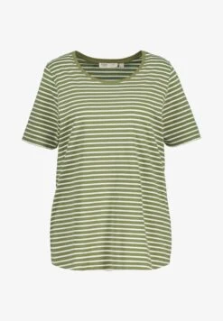 Ulla Popken STRIPE ROUND NECK SHORT SLEEVE - Nachtwäsche Shirt - Moss Green Stripe -Ulla Popken 4a2d2de090c8479e9beb41d88811eda8