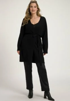 Ulla Popken LONG OFFENE FORM BINDEGÜRTEL - Strickjacke - Schwarz -Ulla Popken 4a7e7ea8b266489eb0cd526fef3b8bf6 1