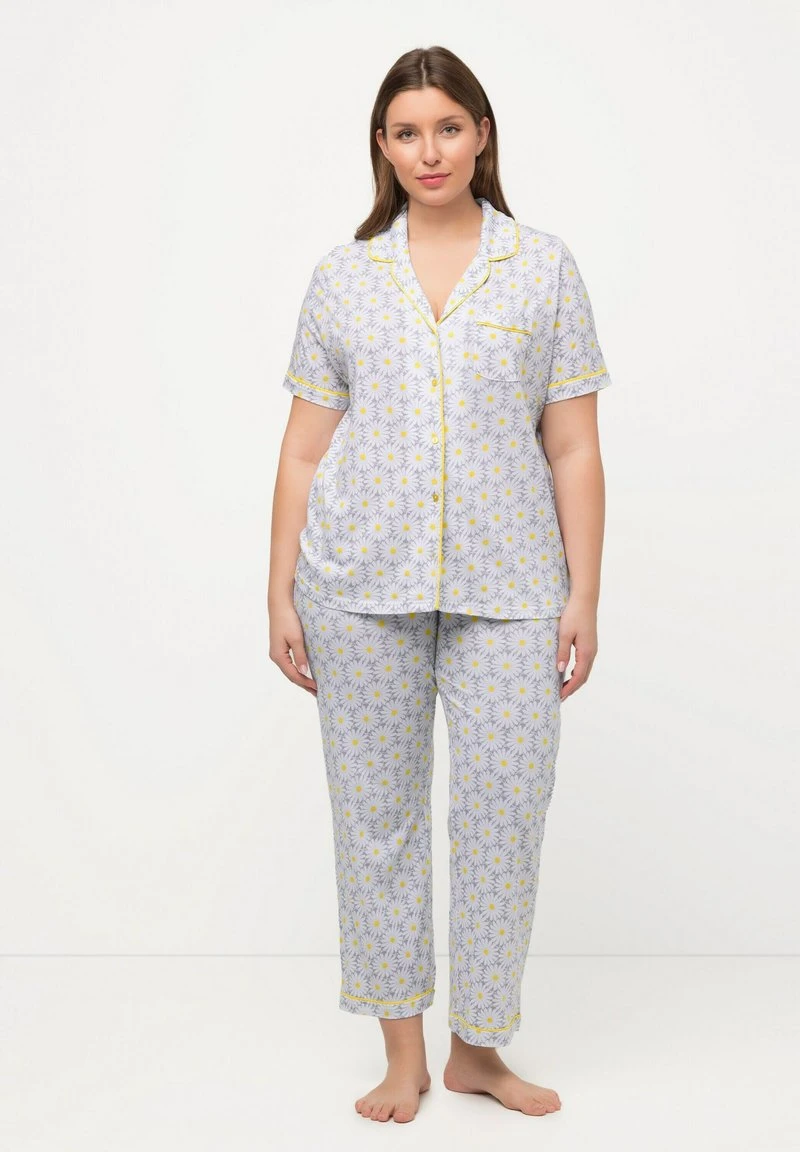 Ulla Popken DAISY PRINT SHORT SLEEVE BUTTON DOWN - Pyjama - Snow White 3 Ulla Popken DAISY PRINT SHORT SLEEVE BUTTON DOWN - Pyjama - Snow White