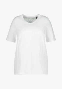 Ulla Popken A-LINIE V-AUSSCHNITT HALBARM - T-Shirt Basic - Schneeweiß -Ulla Popken 4b04d485a05545338385696e3154d67b