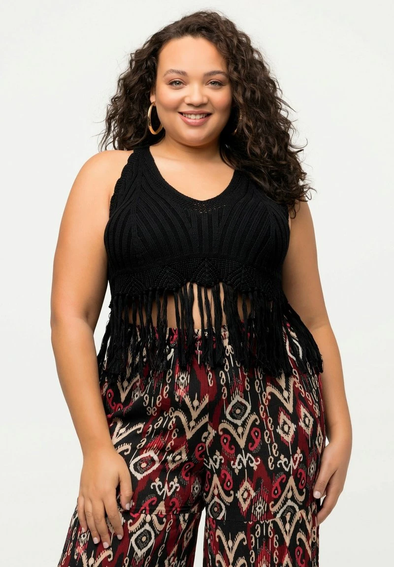 Ulla Popken FRINGED - Top - Black 8 Ulla Popken FRINGED - Top - Black – Bild 6