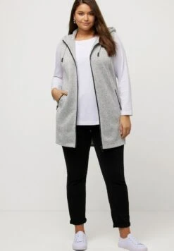 Ulla Popken Strickjacke - Lichtgrijs Melange -Ulla Popken 5092cec3d935462da22ddfa8153bea74
