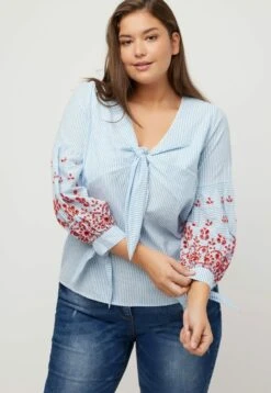 Ulla Popken Bluse - Azure Blue Stripe