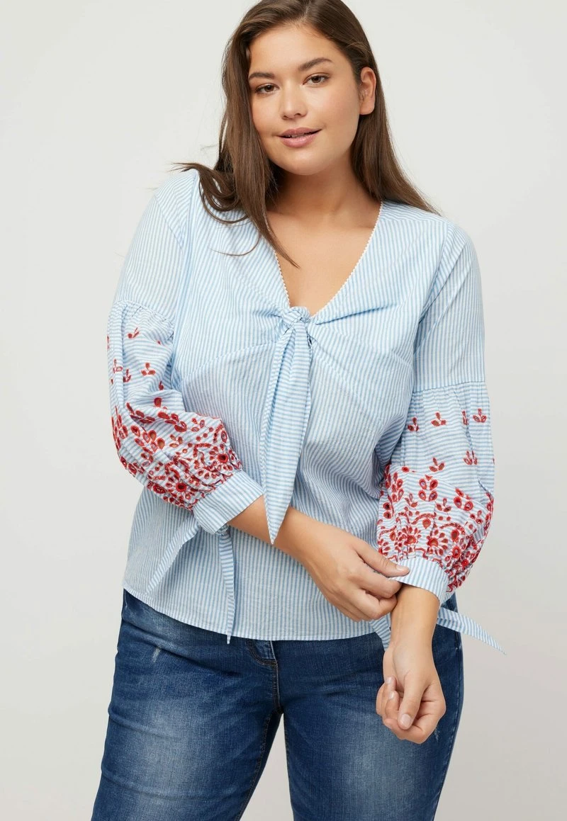 Ulla Popken Bluse - Azure Blue Stripe 3 Ulla Popken Bluse - Azure Blue Stripe