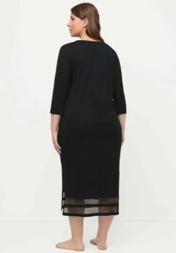 Ulla Popken V-HALS LANGE MOUWEN - Nachthemd - Zwart -Ulla Popken 54a813d6bbb241d6a8488d856fc41053
